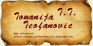 Tomanija Teofanović vizit kartica